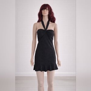 Blue Blush Black Halter Mini Dress